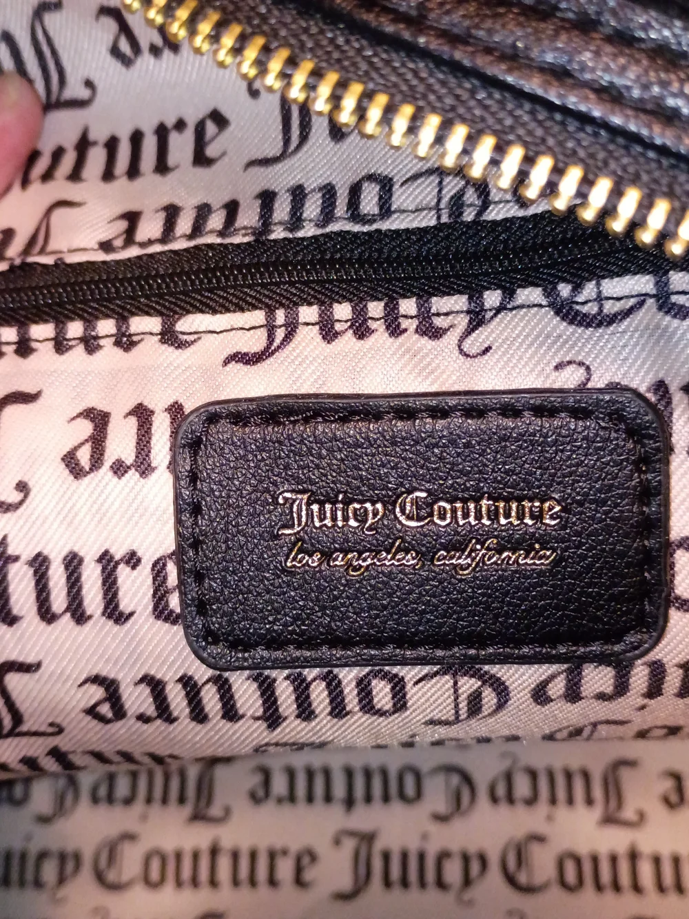Juicy Couture Black Velvet Mini Backpack with Ombre Crystal Juicy Logo